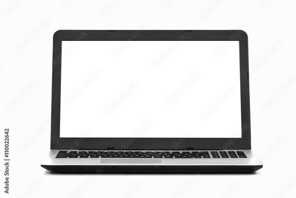 Laptop with blank screen isolated on white background. Laptop with blank screen isolated on white background.