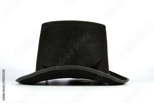 black tall hat on white background