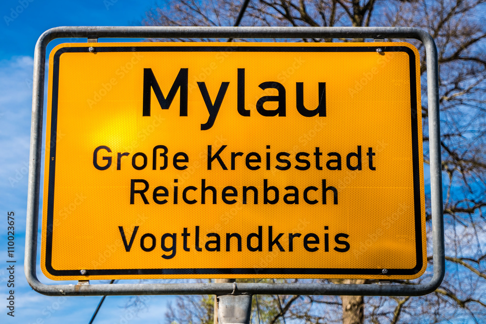 Ortstafel Mylau Vogtlandkreis