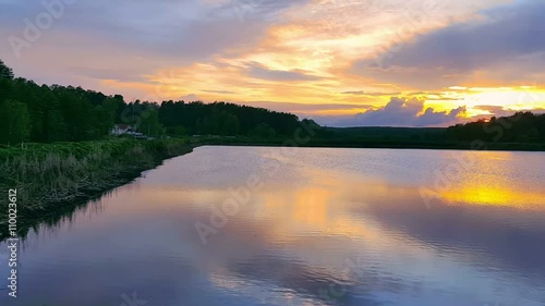 Wallpaper Mural Summer lake with an amazing sunset near the forest Torontodigital.ca