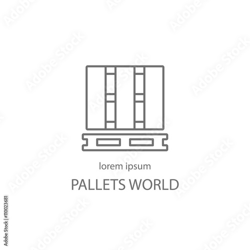 Thin line vector logo of pallets.