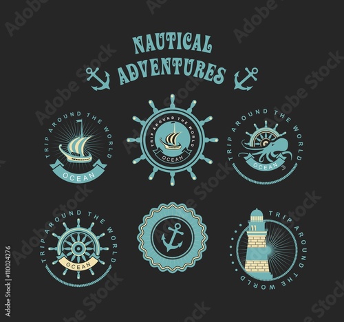 Marine set of badges