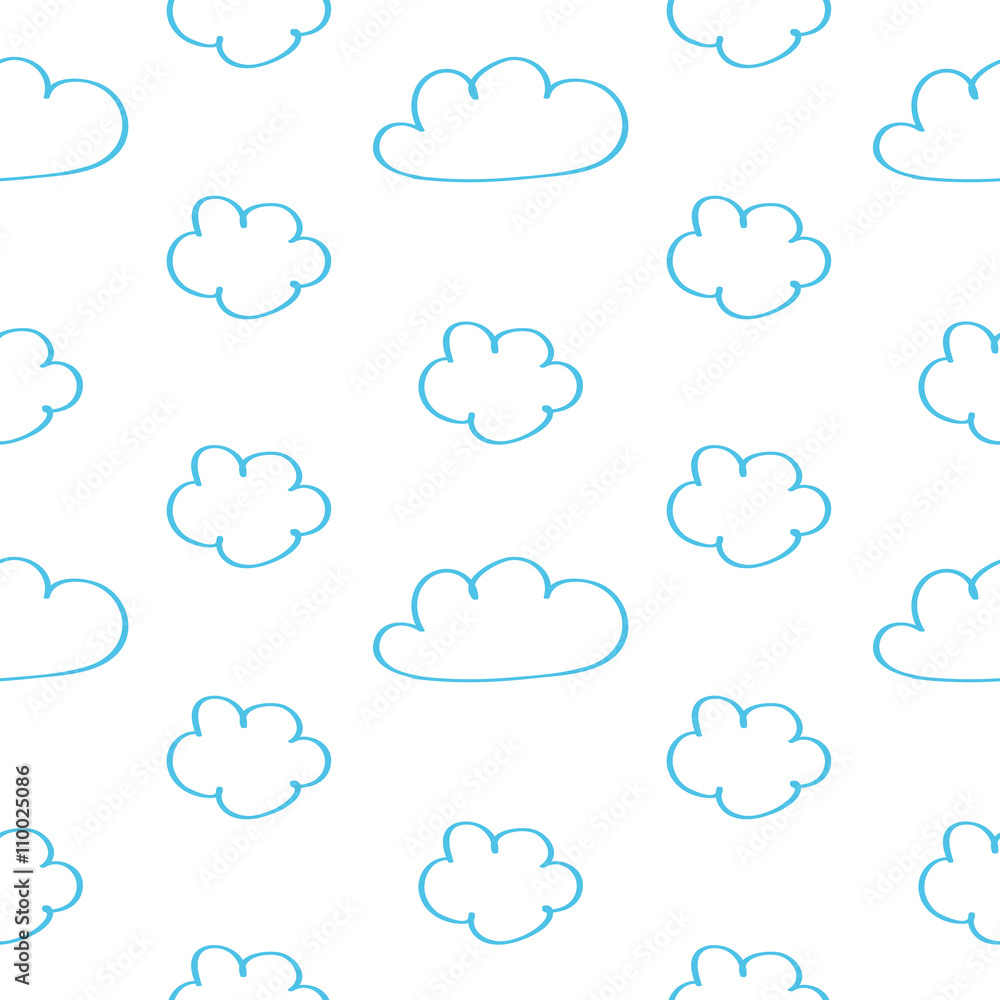 Cute hand drawn, doodle clouds seamless pattern background. Cute hand drawn, doodle clouds seamless pattern background.