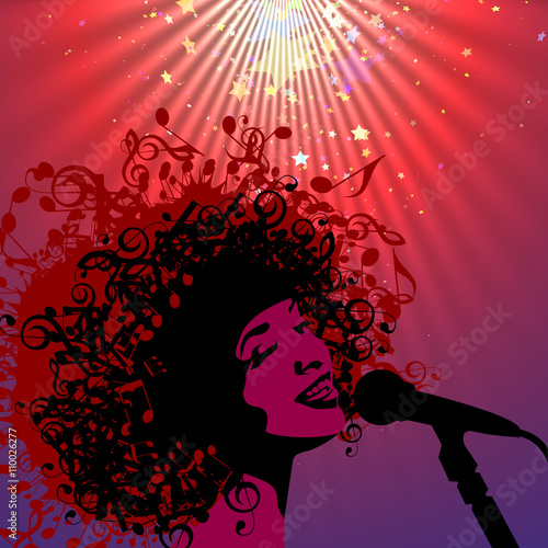 Head of Woman with Hair as Musical Symbols 