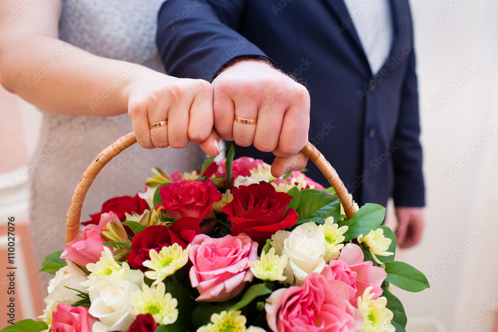 Man and woman hands with wedding rings Man and woman hands with wedding rings