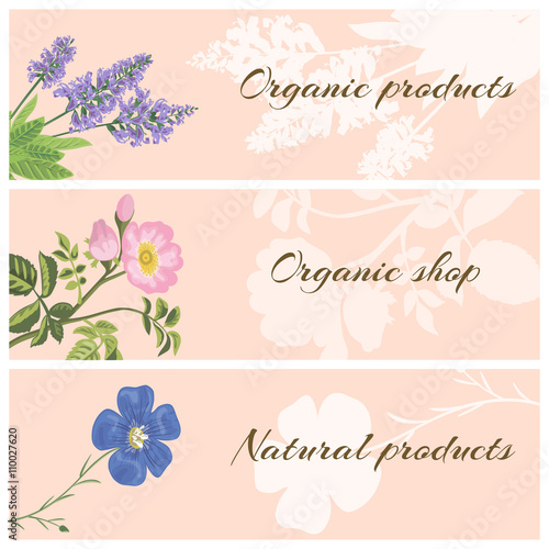 Set of organic product labels.