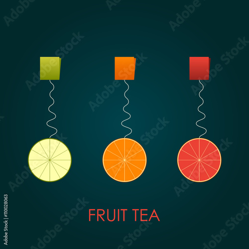 Abstract Fruit Tea. Lime, orange and grapfriut. Vector illustration.