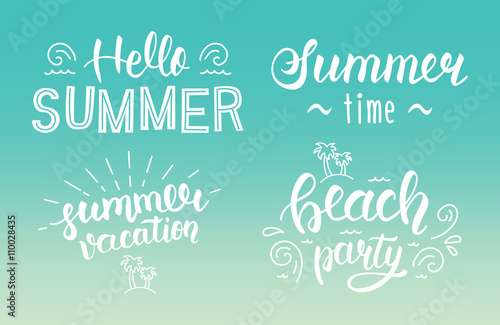 Summer hand lettering set. Summer logos and emblems. Vector