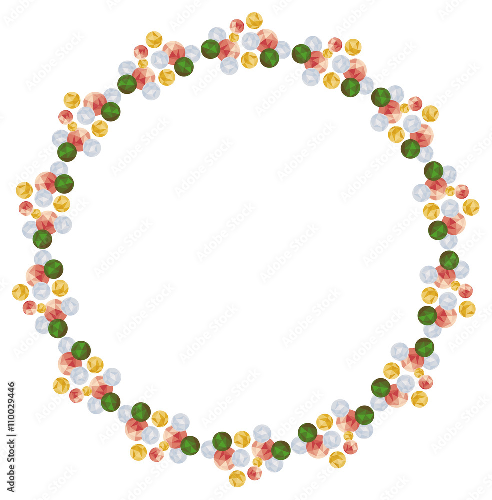 Round frame with bead necklace. Vector clip art. Round frame with bead necklace. Vector clip art.