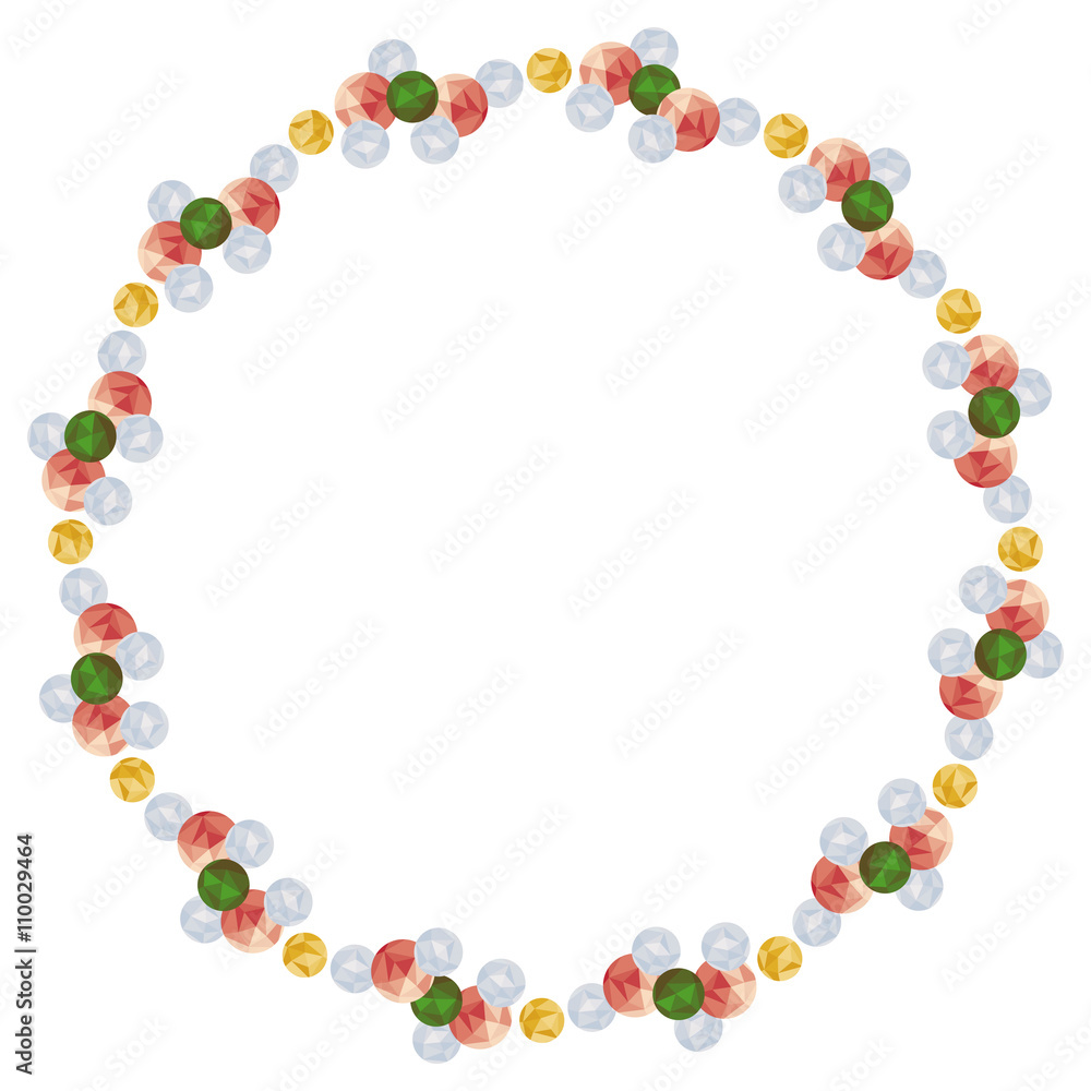 Round frame with bead necklace. Vector clip art. Round frame with bead necklace. Vector clip art.