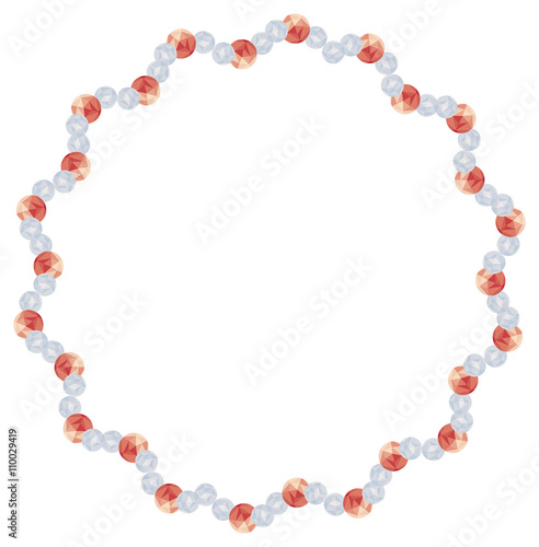 Round frame with bead necklace. Vector clip art.