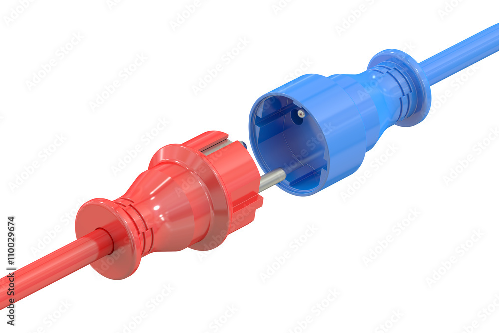 electric plug and socket. 3D rendering electric plug and socket. 3D rendering