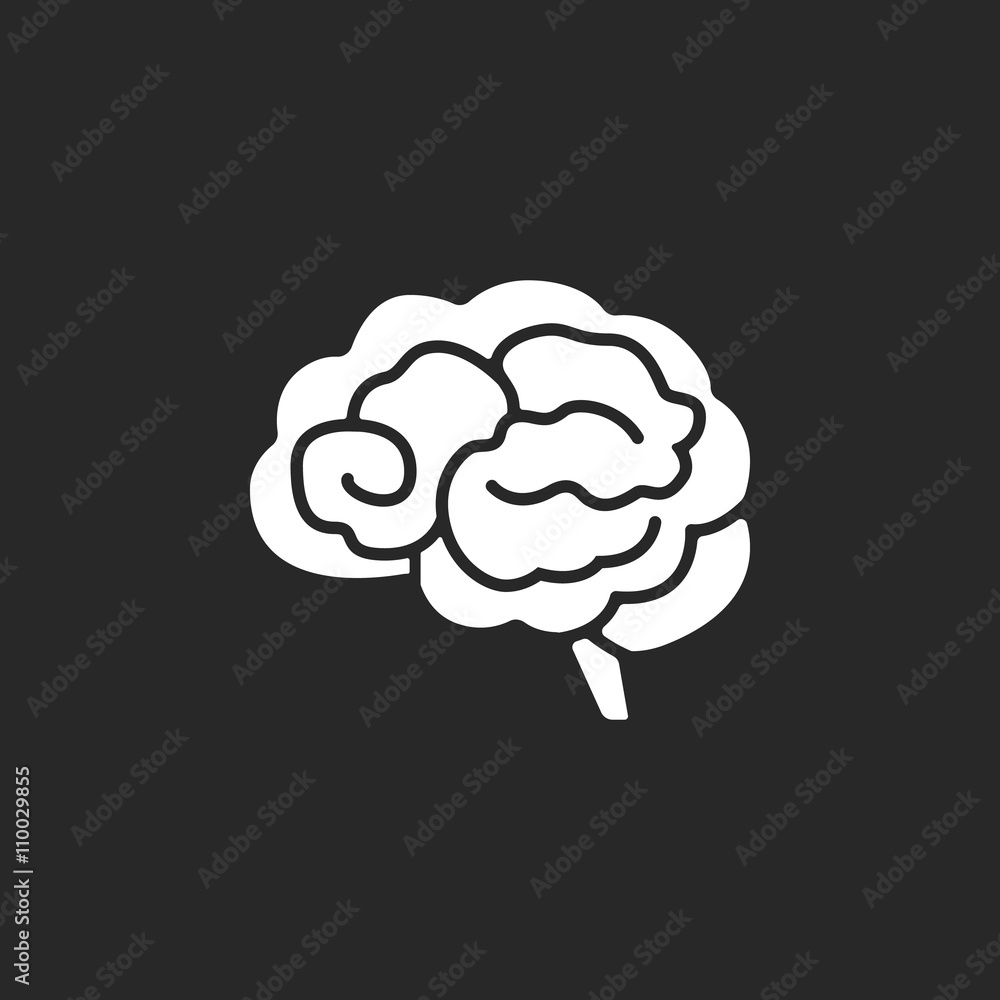 Brain sign simple icon on background Brain sign simple icon on background