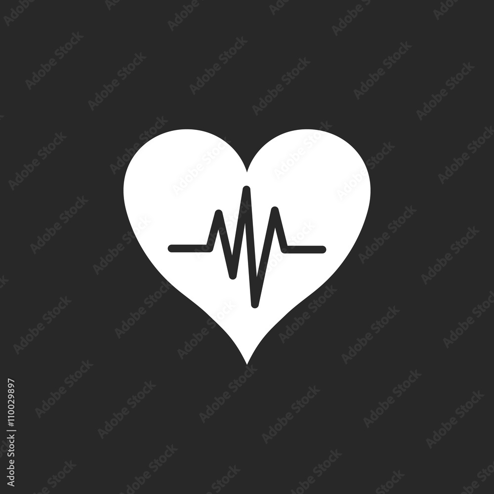 Heart rate pulse sign simple icon on background