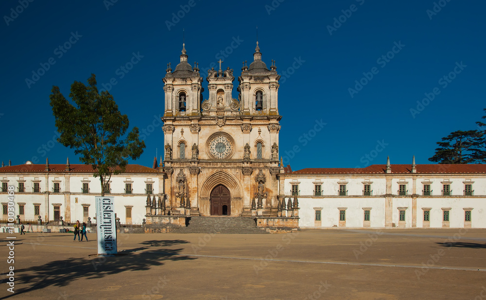 Exterior of the famous medieval Alcobaca Monastery in Portugal