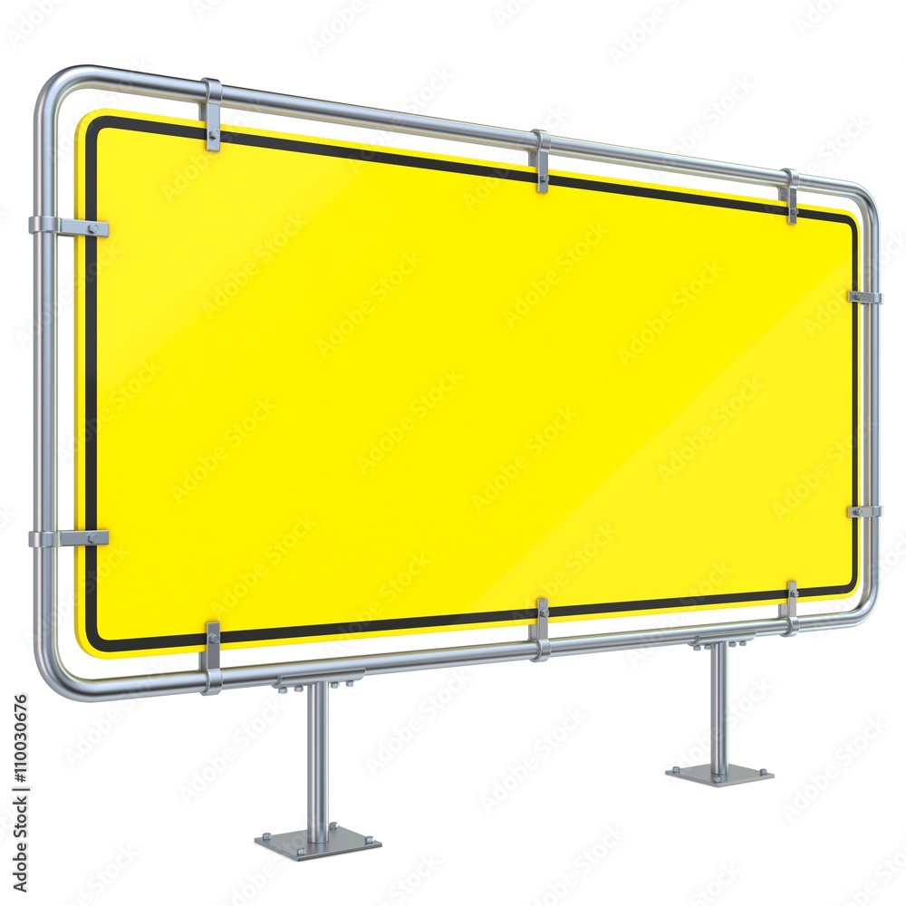 Blank framed traffic road sign standing. 3D render illustration isolated on white background Blank framed traffic road sign standing. 3D render illustration isolated on white background