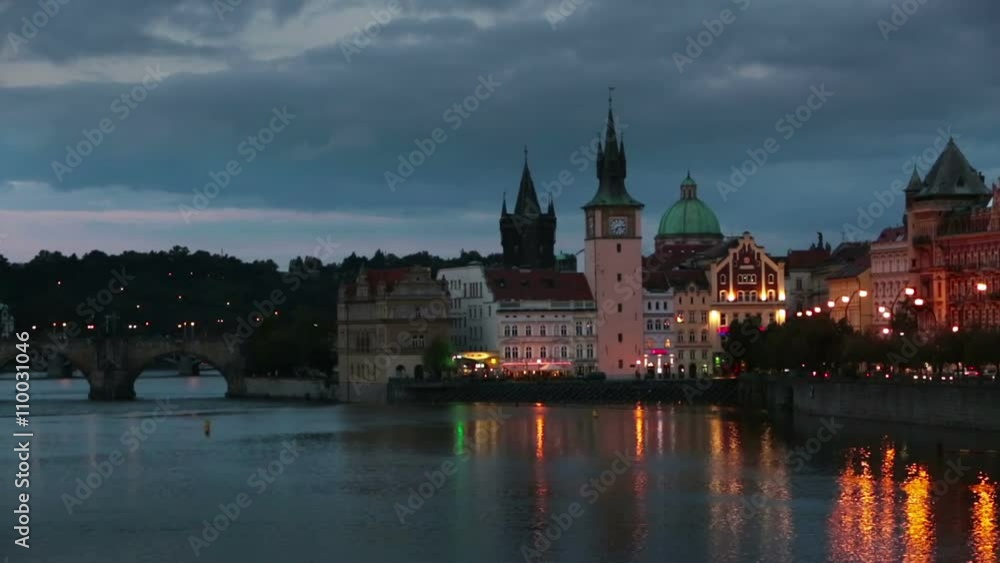 Beautiful Cityscape of Prague at night with Charles Bridge Karluv Most over Vltava river Beautiful Cityscape of Prague at night with Charles Bridge Karluv Most over Vltava river