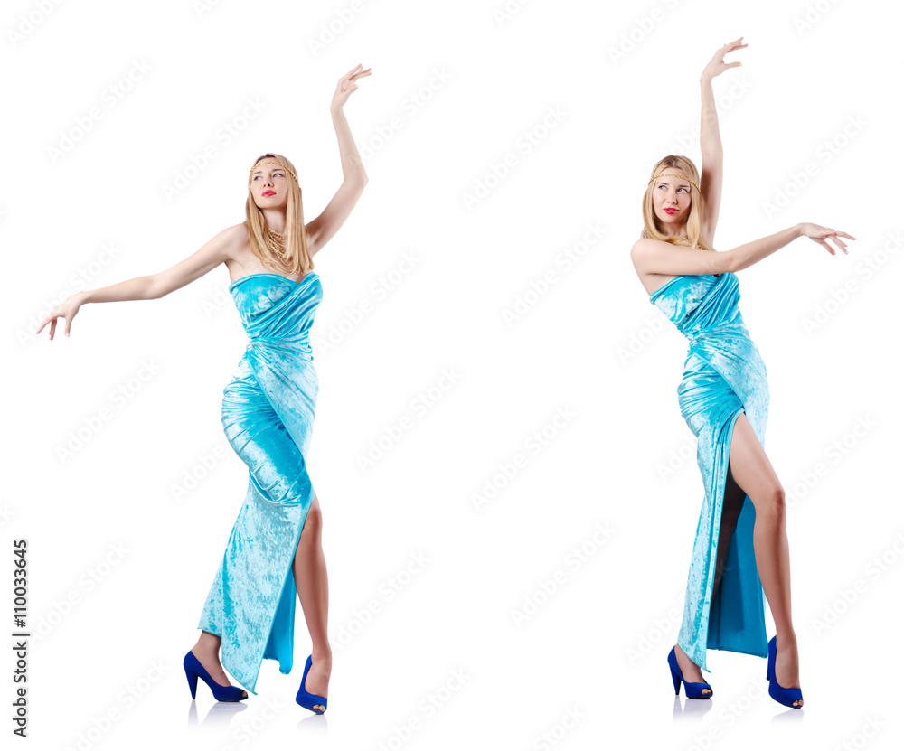 Fashion concept with tall model on white Fashion concept with tall model on white