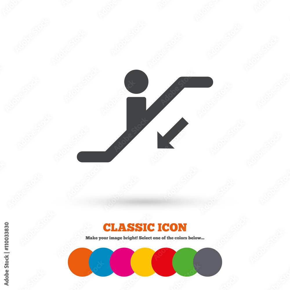 Escalator staircase icon. Elevator moving stair. Escalator staircase icon. Elevator moving stair.