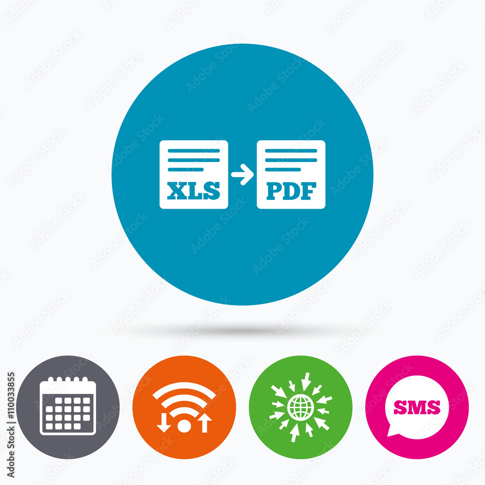 Export XLS to PDF icon. File document symbol. Export XLS to PDF icon. File document symbol.