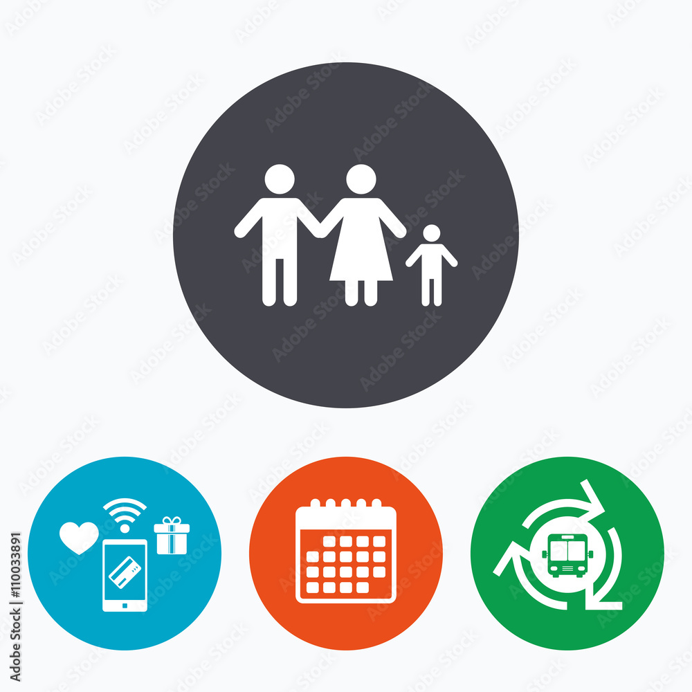 Fototapeta premium Complete family with one child sign icon.