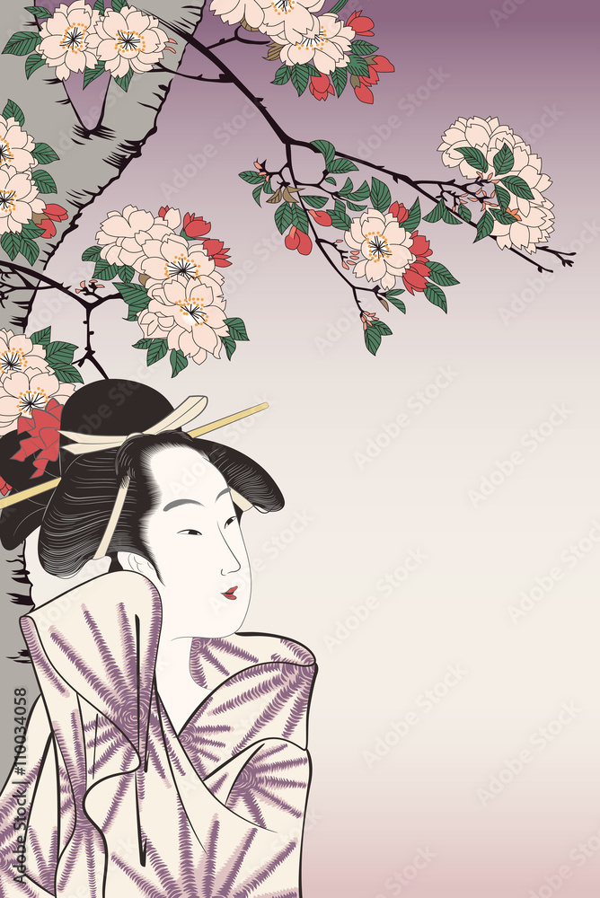 鳥高斎栄昌 笹屋春日野と広重 隅田川水神の森真崎のイメージイラスト 鳥高斎栄昌 笹屋春日野と広重 隅田川水神の森真崎のイメージイラスト