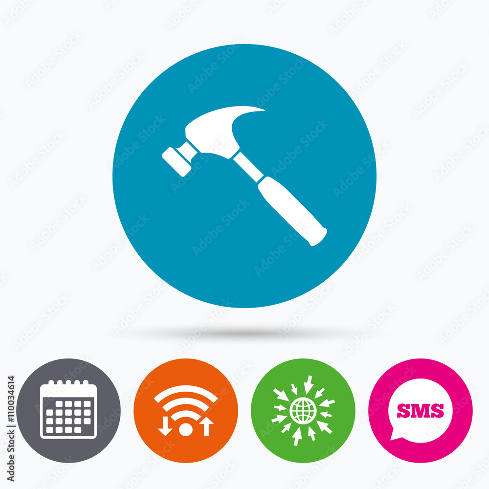 Hammer sign icon. Repair service symbol. Hammer sign icon. Repair service symbol.