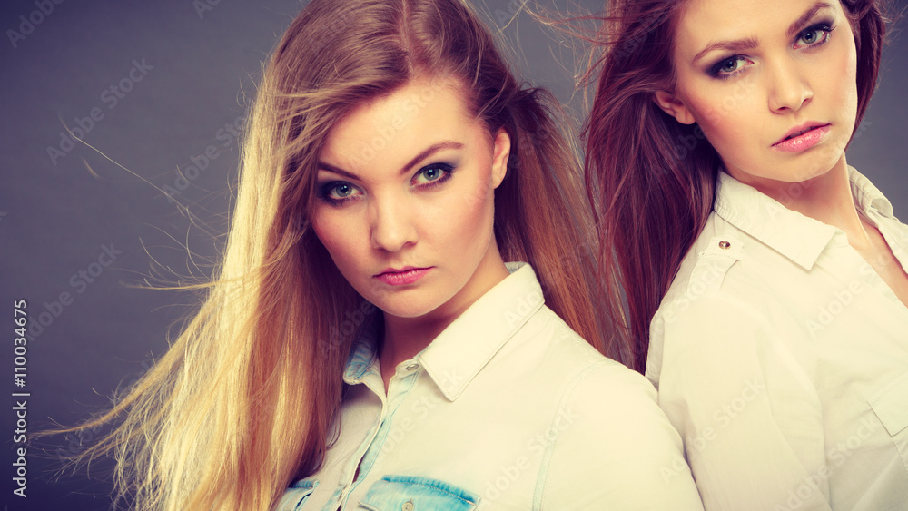 Two beautiful photomodels portrait. Two beautiful photomodels portrait.