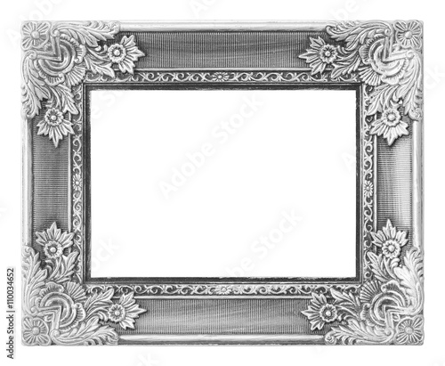 Old antique silver frame on the white background