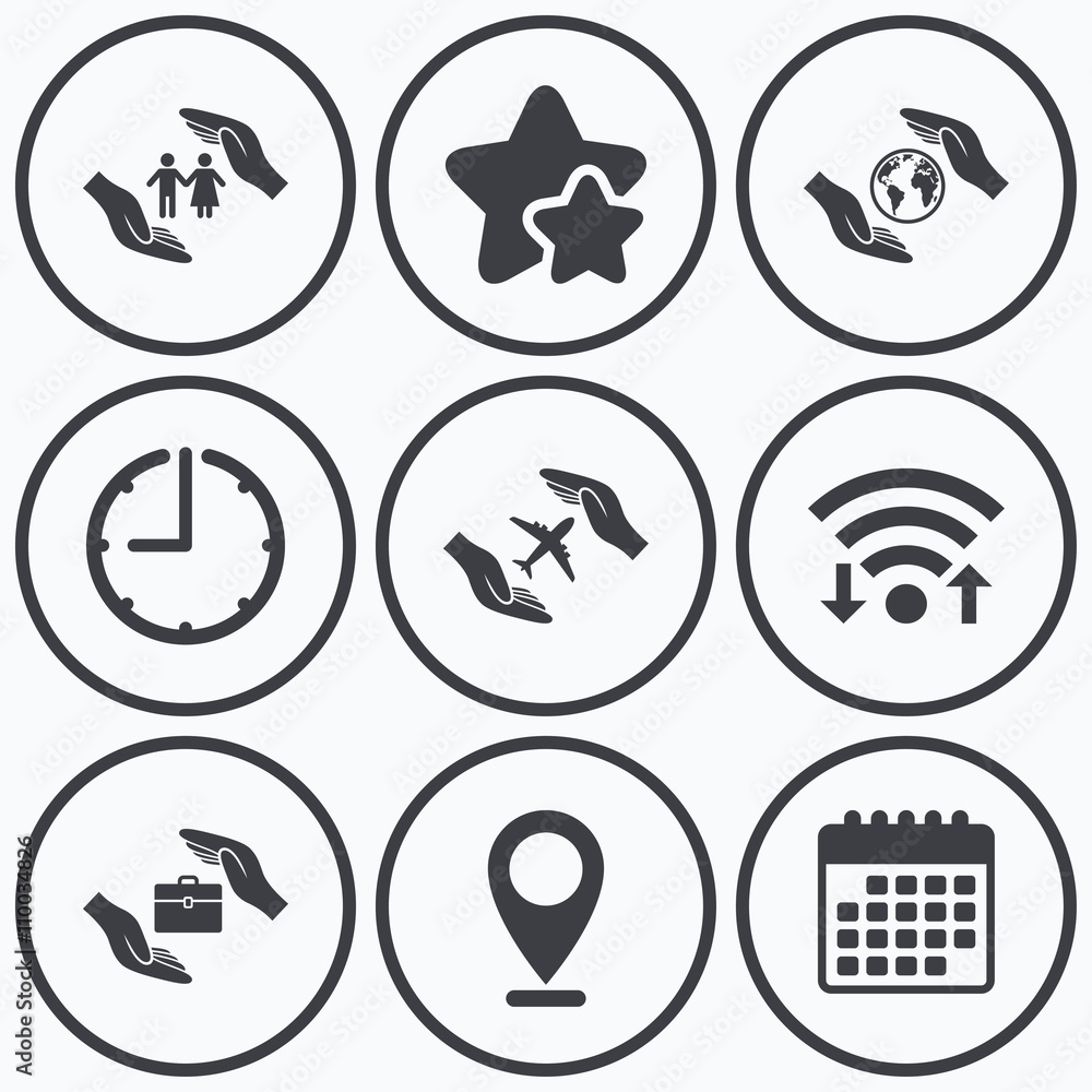 Hands insurance icons. Human life-assurance. Hands insurance icons. Human life-assurance.