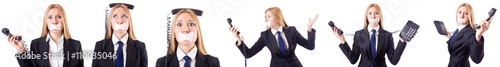 Businesswoman with phone in censorship concept