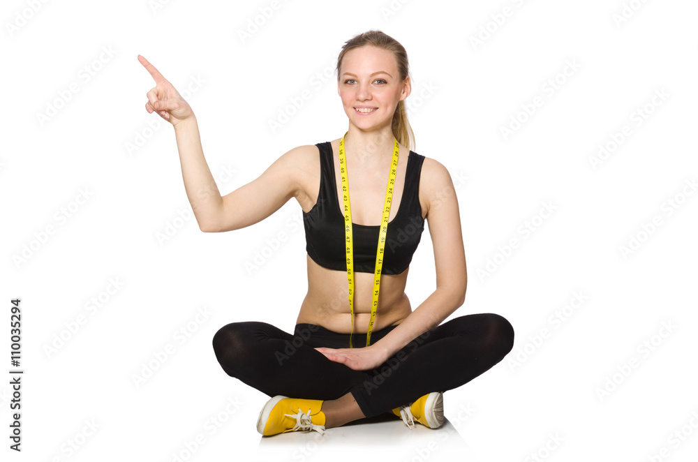 Woman in sports concept isolated on white Woman in sports concept isolated on white
