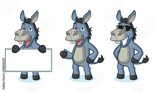 Blue Donkey Mascot happy