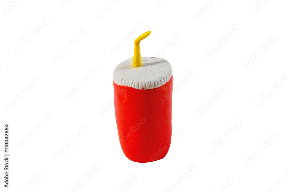 Obraz premium cola paper cup model from japanese clay on white background