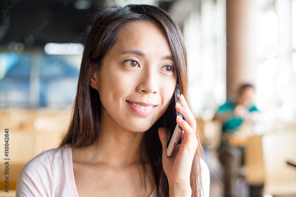 Woman talk to mobile phone Woman talk to mobile phone