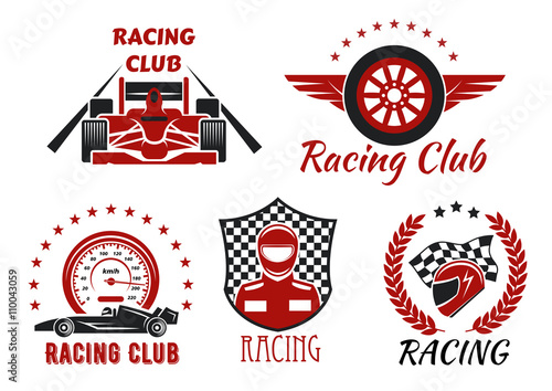 Racing club, motorsport competition icons design