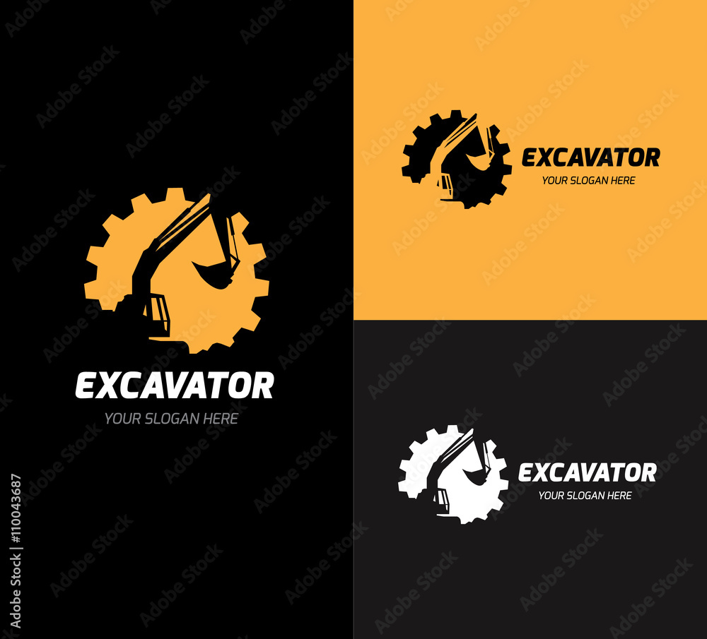 Excavator logo,building equipment company logo,vector logo template.
