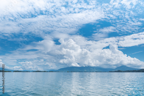 Wonderful lake with blue sky at Nam Ngum Dam, Laos