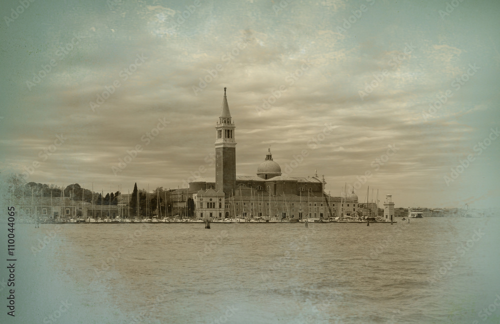 Old postcard with view of Venice
