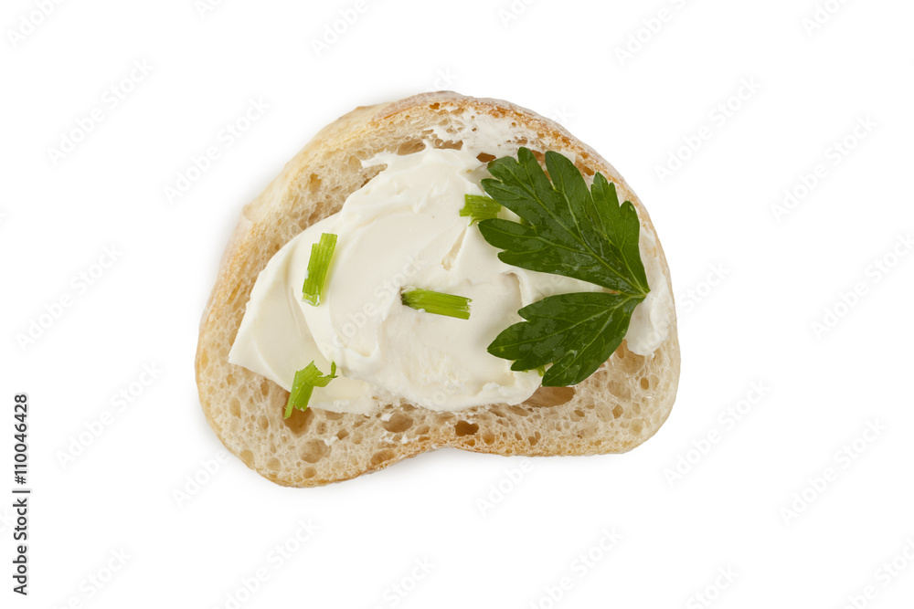 slice of bread with herb butter and parsley slice of bread with herb butter and parsley