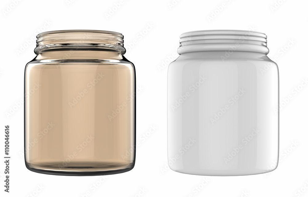 empty glass jars isolated on white empty glass jars isolated on white