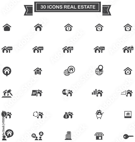 30 Real estate business industry and investment sign and symbol icon set, create by vector 
