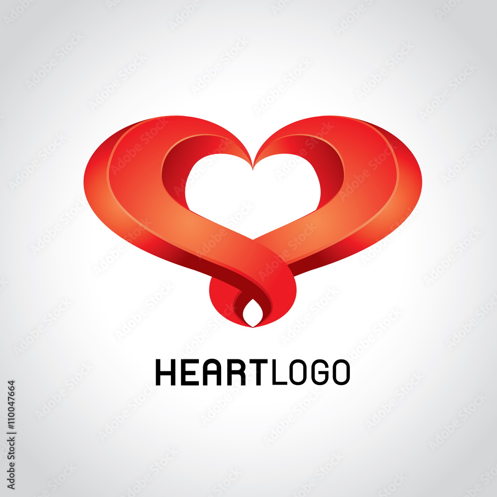 Abstract red heart shape icon. Vector logo template. Abstract red heart shape icon. Vector logo template.