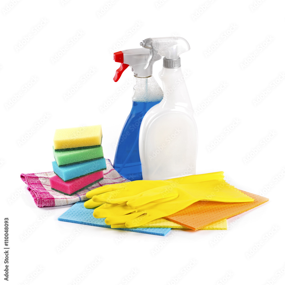 cleaning service products isolated on white background cleaning service products isolated on white background