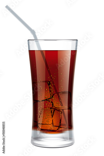 glass of cola with bubbles