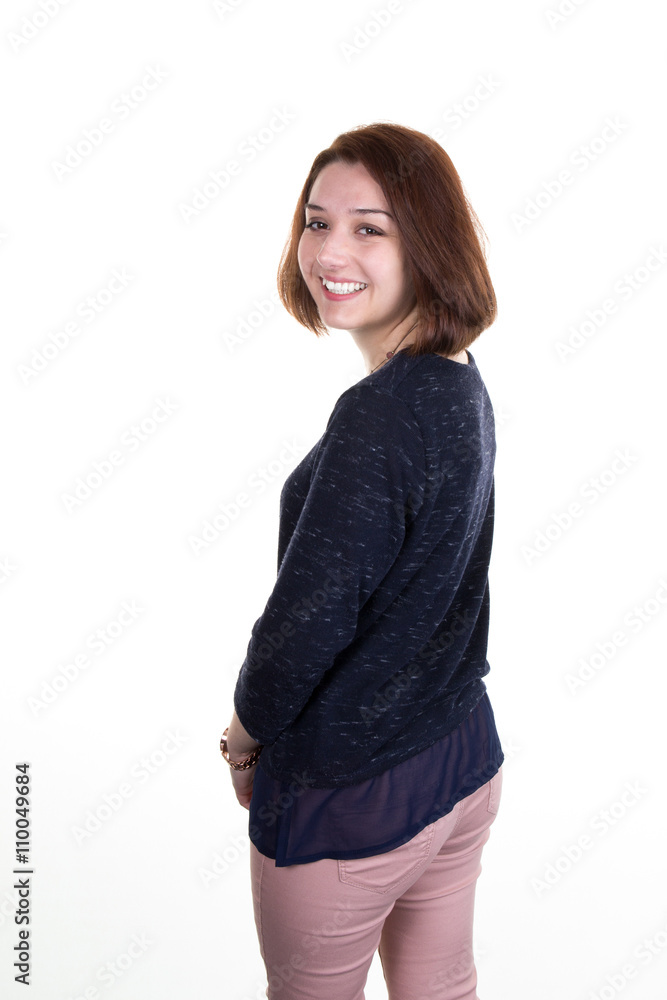 Smiling woman brunette looking at the camera Smiling woman brunette looking at the camera