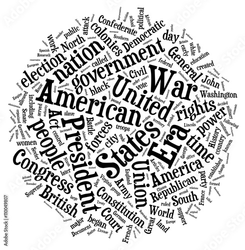 USA  history in word cloud