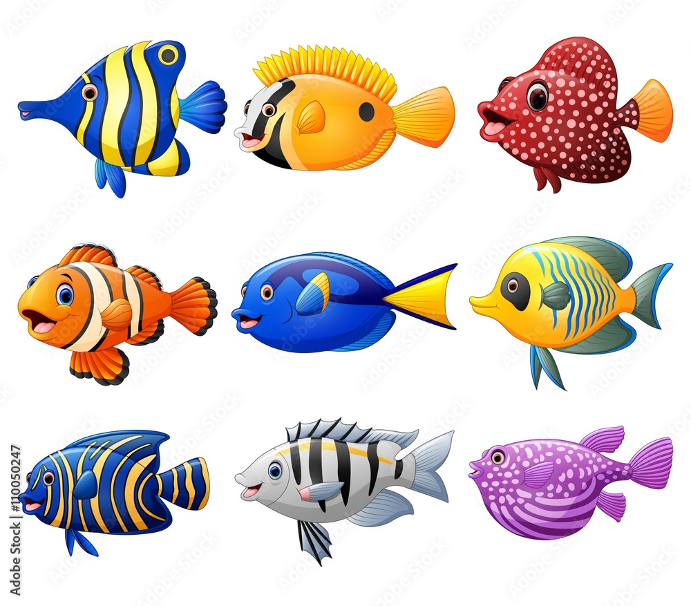 Naklejka premium Fish cartoon set
