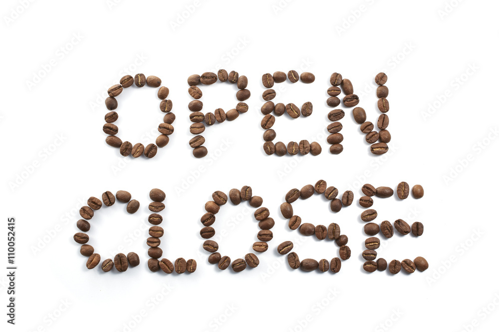コーヒー豆で「OPEN CLOSE」 コーヒー豆で「OPEN CLOSE」