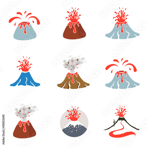 Volcano eruption logo, vector illustration on white background